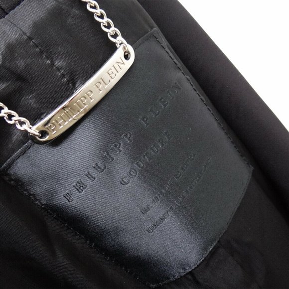 $3375 Philipp Plein Black Embellished Sleeveless Tuxedo 'Chopper' Dress Size S - Picture 8 of 10